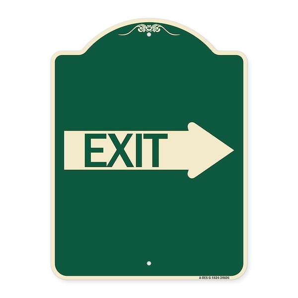 Exit With Right Arrow Heavy-Gauge Aluminum Architectural Sign, 24" H, 18" L, G-1824-24606